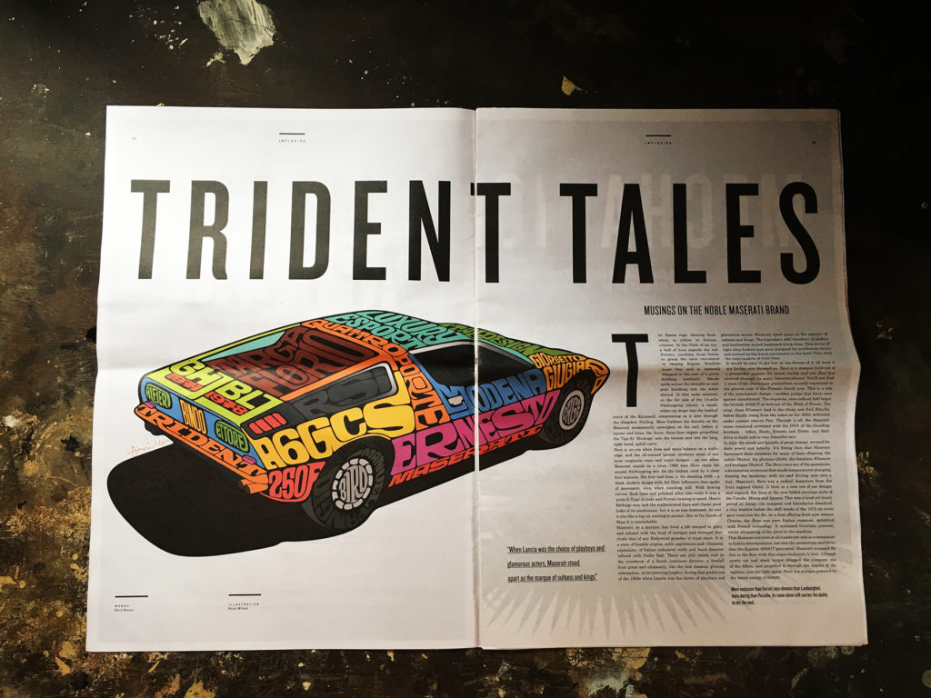 TRIDENT TALES: Chris Nelson captures the essence and the impact of Maserati as a motoring icon, bringing to life key moments from the brand's history.